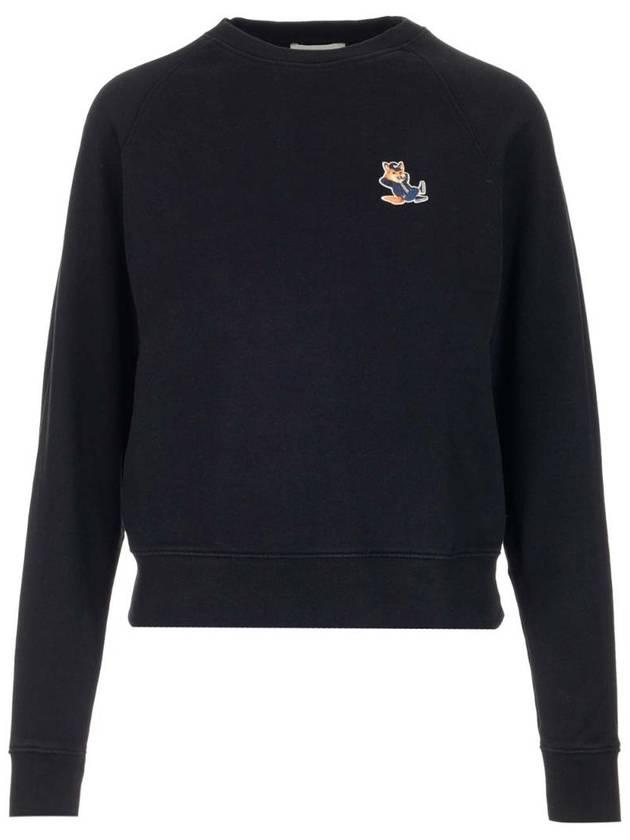 메종 키츠네 Black crewneck sweatshirt JP2