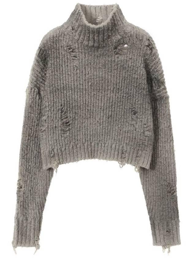 Runway Spray Turtleneck Crop Sweater_Grey